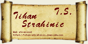 Tihan Strahinić vizit kartica